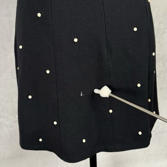 Tibi Black Ivory Beaded Mini Dress Size 4 Cutout Back Polka Dot Retro Sleeveless - Picture 15 of 16